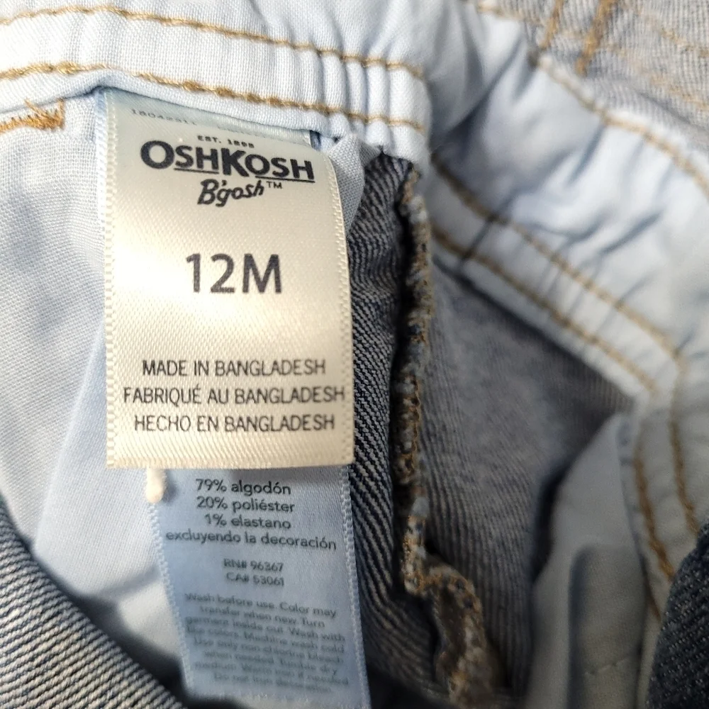 OshKosh B'gosh Denim Bib Dark Wash Overalls Size 12Months NWT